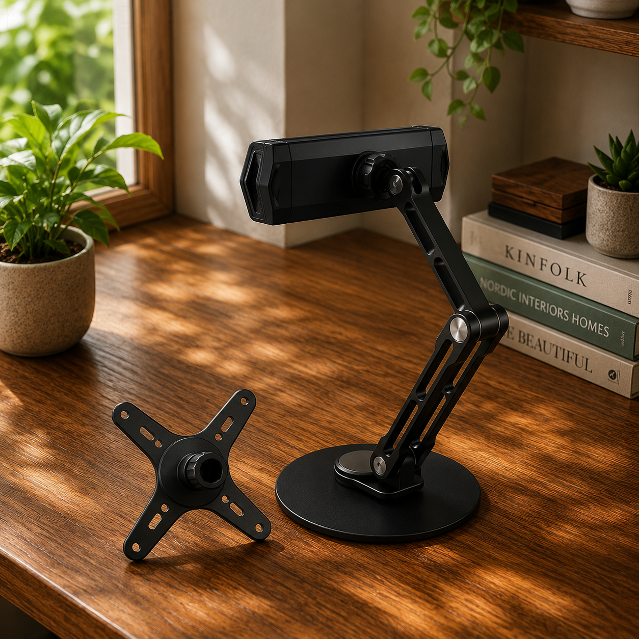 Suporte Articulado Premium para Monitor e Tablet — Rotação 360°