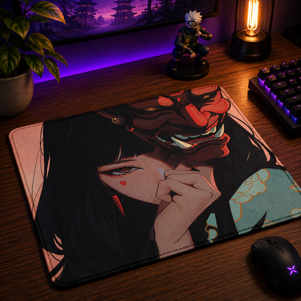 Mouse Pad Gamer Oni Girl 45x40 Antiderrapante Premium