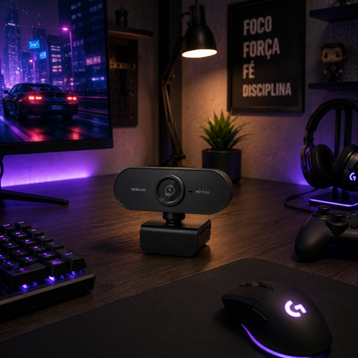 Webcam USB 1080p com Microfone Integrado