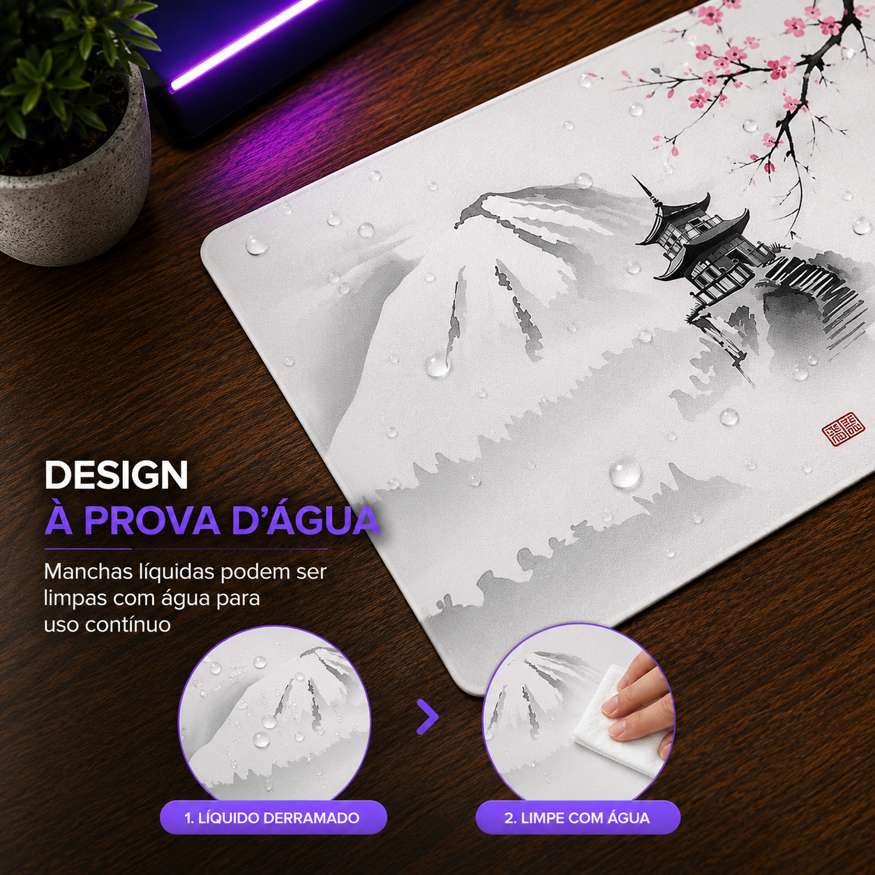 Mouse Pad Gamer Sakura XL Antiderrapante HD