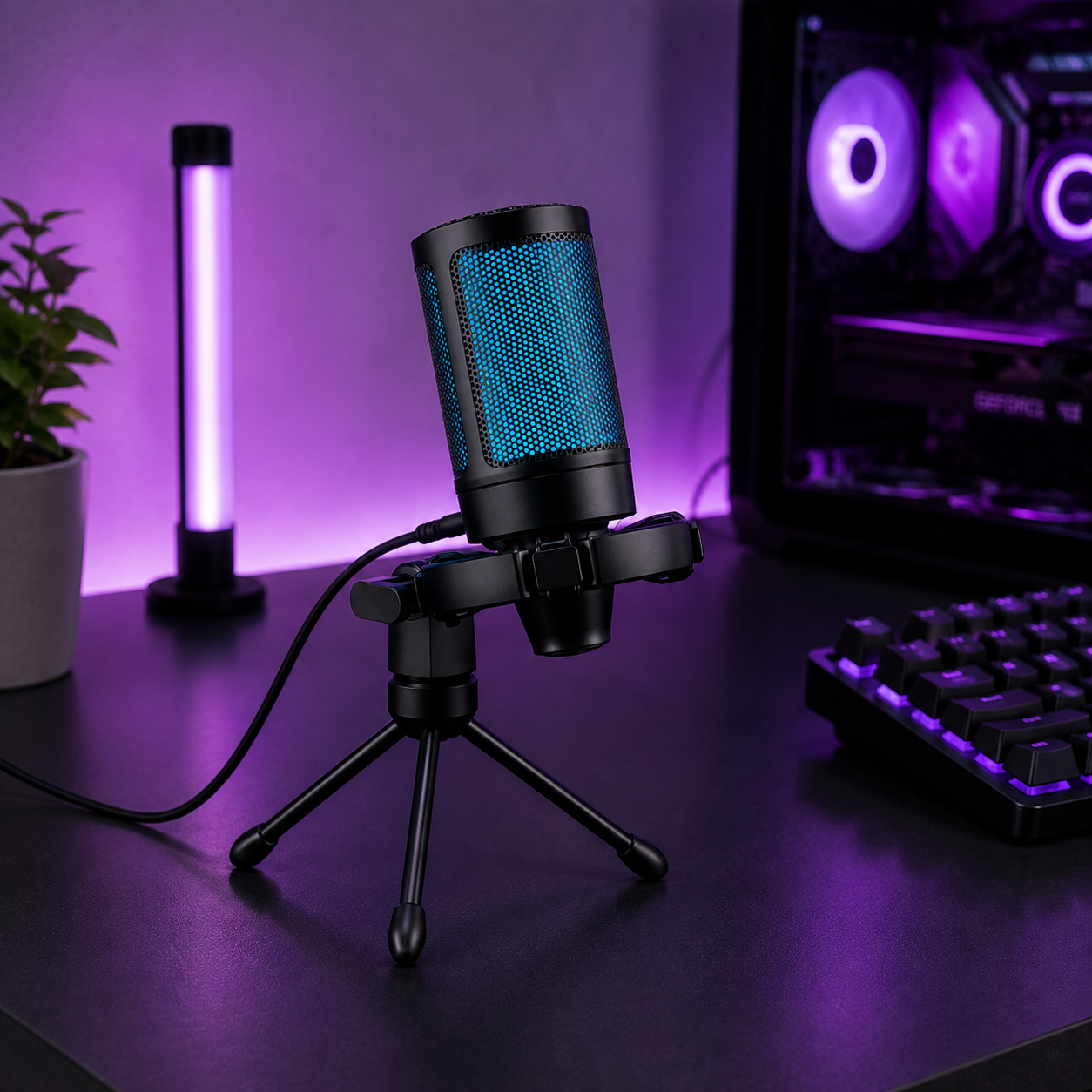 Microfone Condensador FIFINE AmpliGame A2 RGB para Streaming