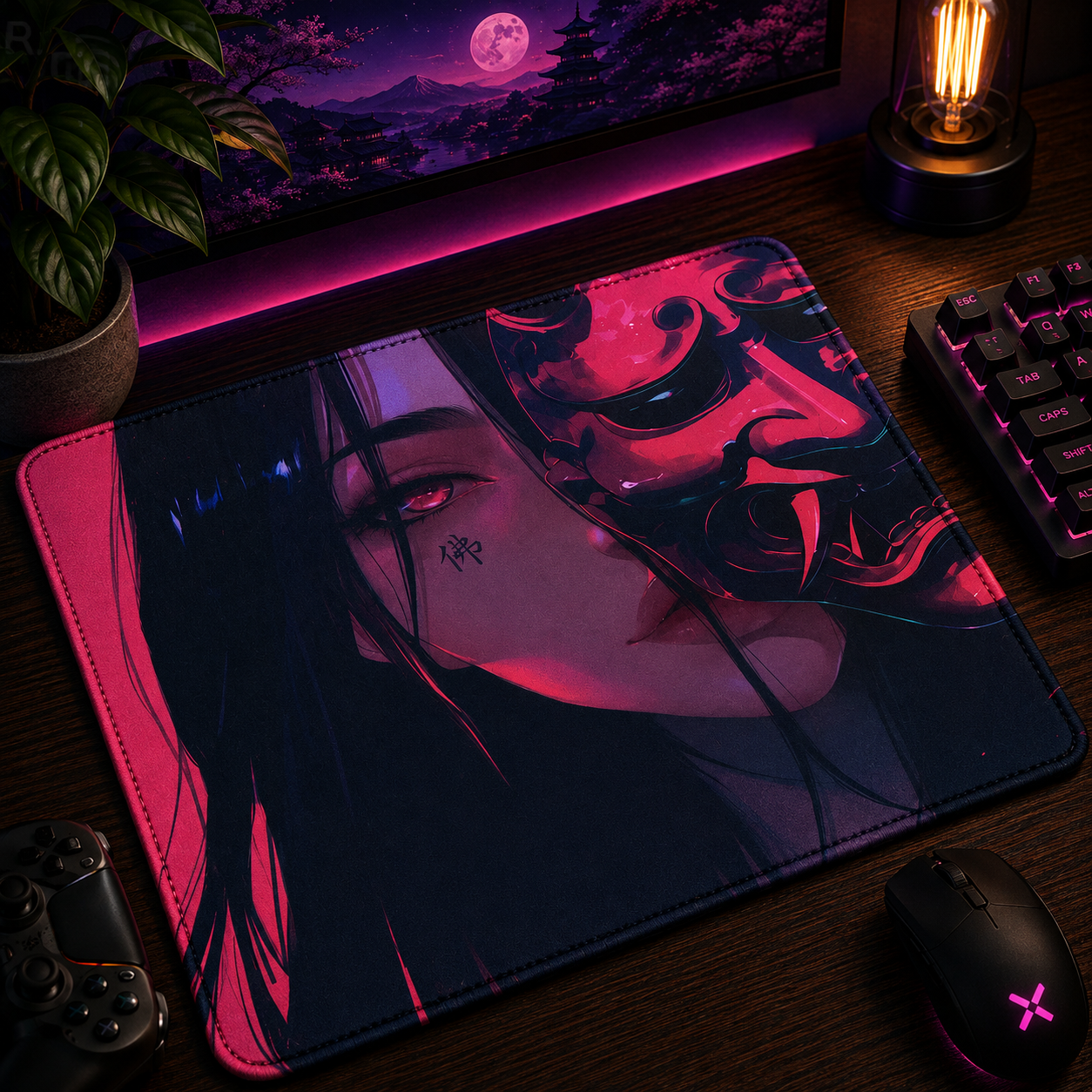 Mouse Pad Gamer Oni Girl 45x40 Antiderrapante Premium