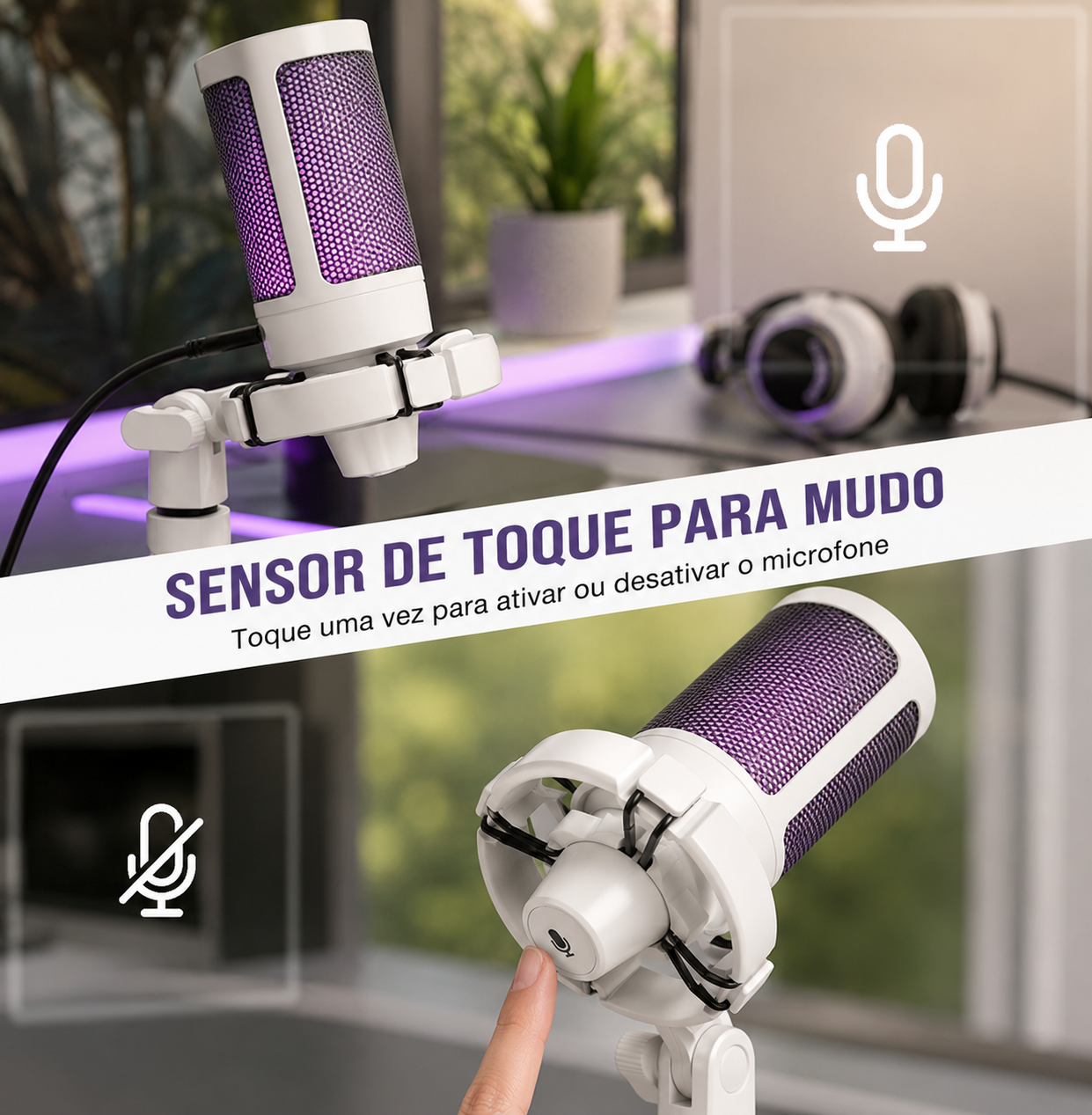 Microfone Condensador FIFINE AmpliGame A2 RGB para Streaming