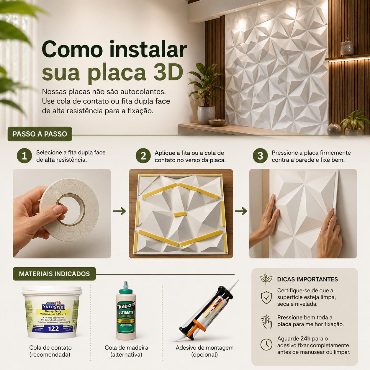Kit 20 Placas 3D Decorativas para Parede 30x30cm