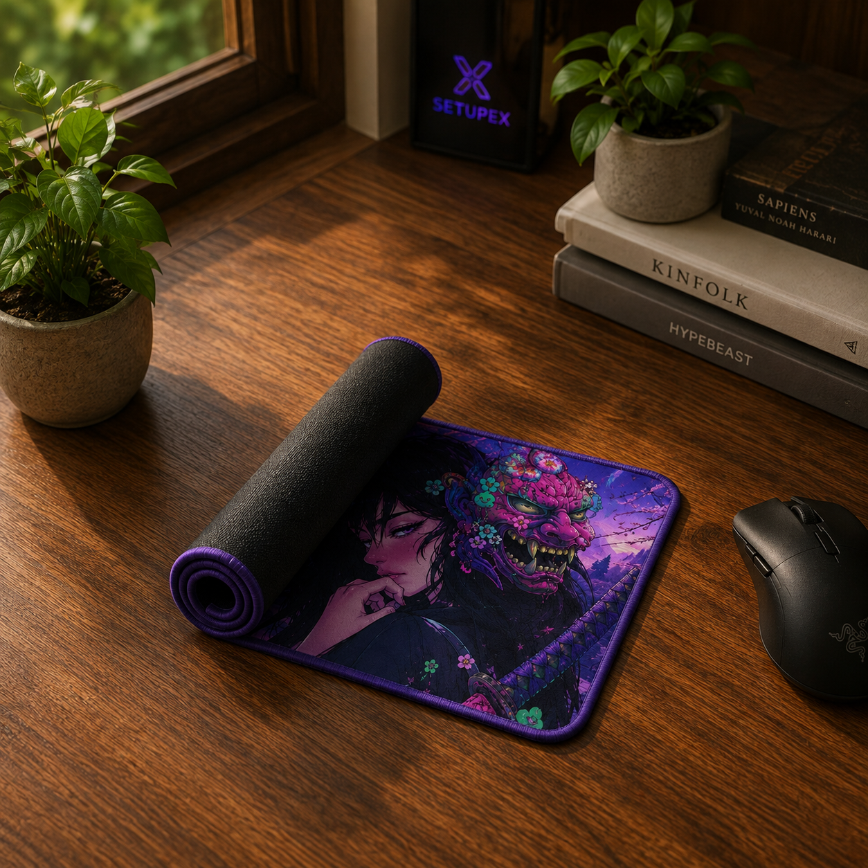 Mouse Pad Gamer Oni Girl 45x40 Antiderrapante Premium