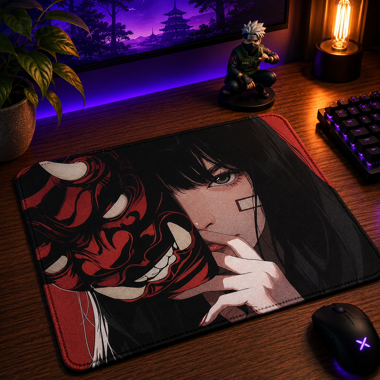 Mouse Pad Gamer Oni Girl 45x40 Antiderrapante Premium