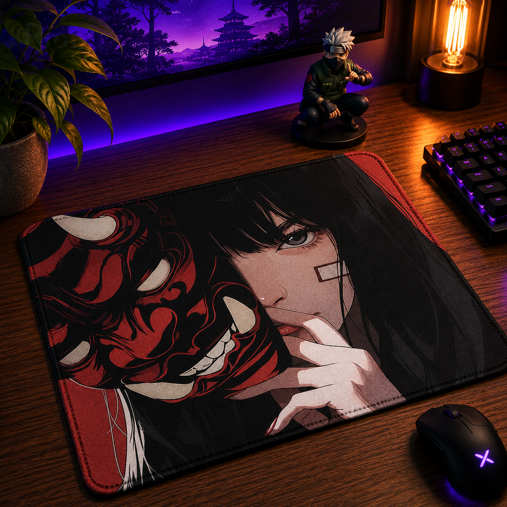 Mouse Pad Gamer Oni Girl 45x40 Antiderrapante Premium