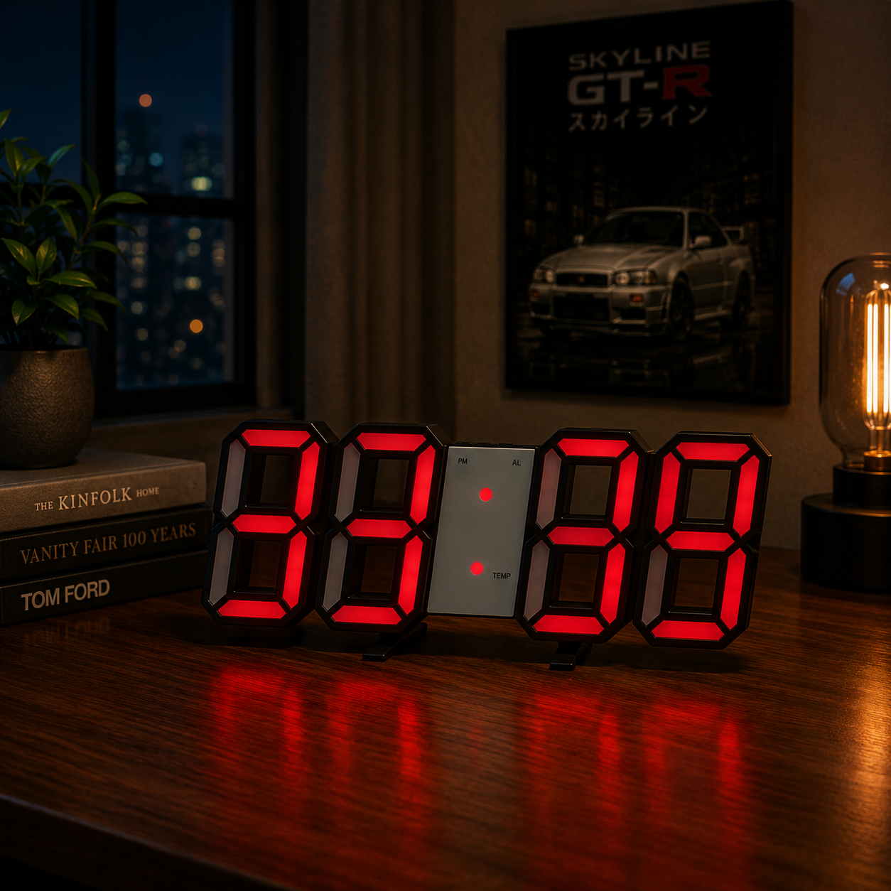 Relógio de Parede LED 3D Moderno com Data e Hora