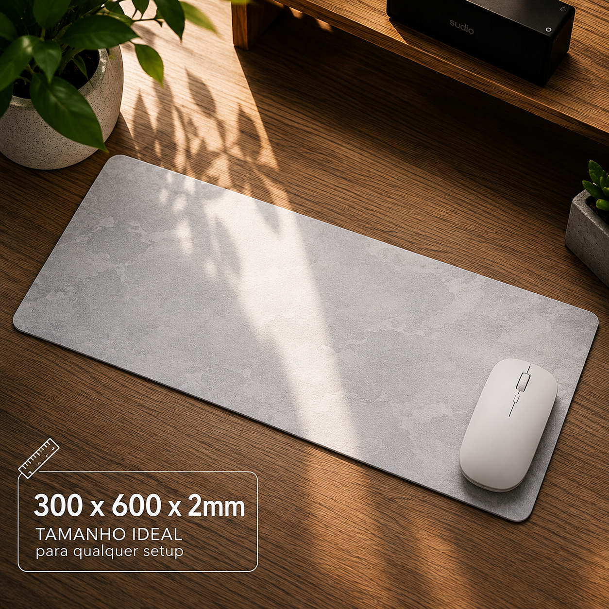Mouse Pad Extra Grande Cinza para Teclado e Mouse