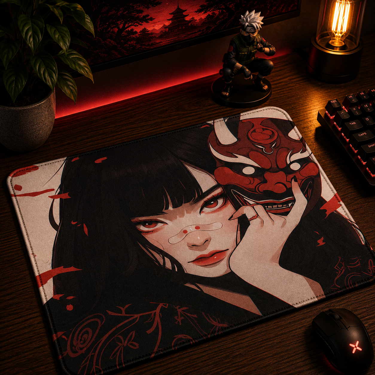 Mouse Pad Gamer Oni Girl 45x40 Antiderrapante Premium