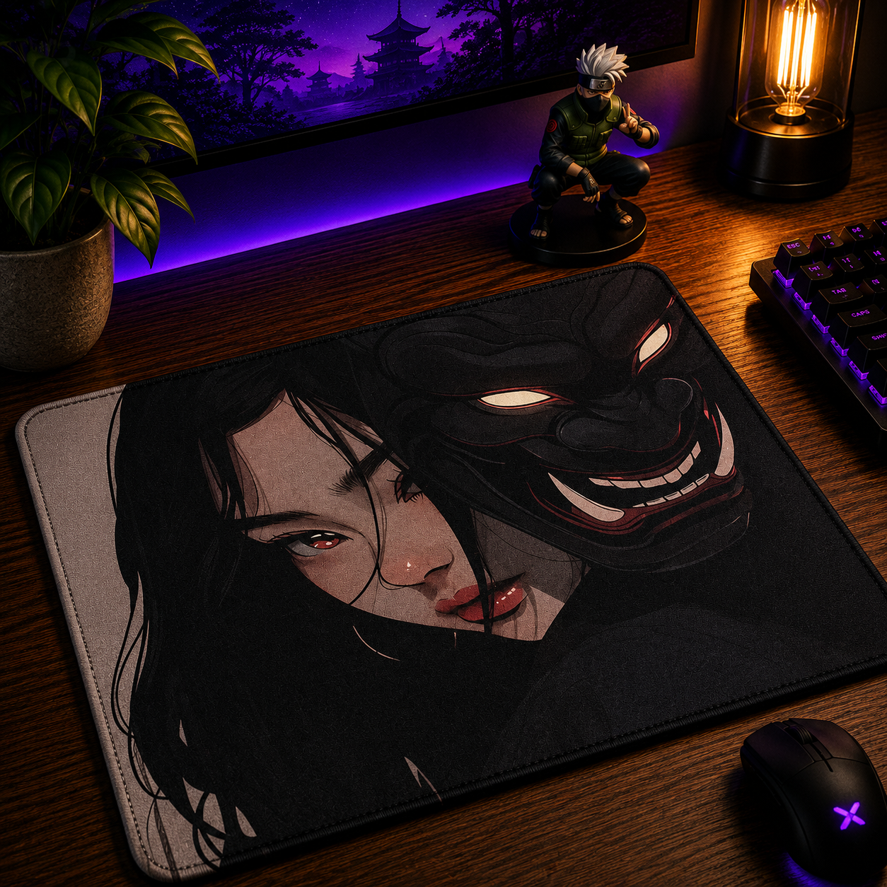 Mouse Pad Gamer Oni Girl 45x40 Antiderrapante Premium
