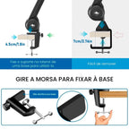 Suporte Articulado Profissional para Microfone Gamer e Podcast