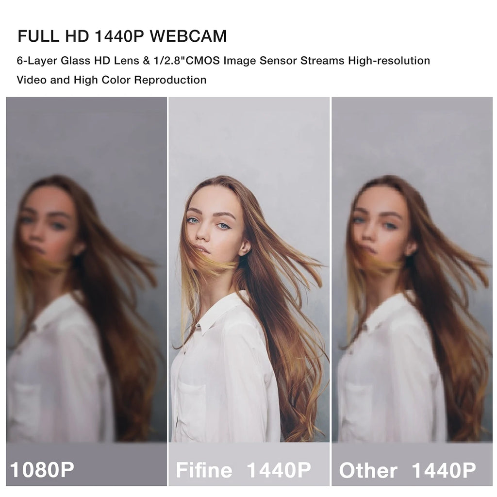 Webcam FIFINE K420 1440p com Microfone Integrado