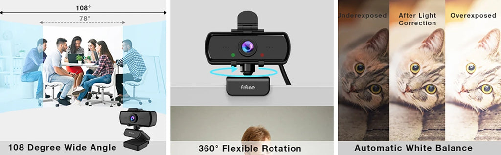 Webcam FIFINE K420 1440p com Microfone Integrado