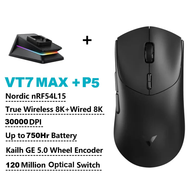 Rapoo VT7 MAX Mouse Gamer Wireless 8K de Alta Performance