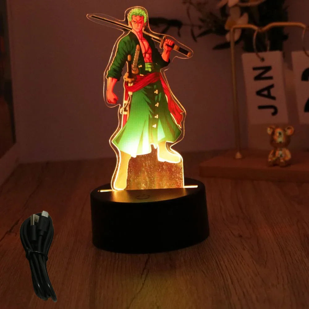 One Piece Luffy & Zoro 3D LED Lamp Action Figures – Anime PVC Collection Model Gift