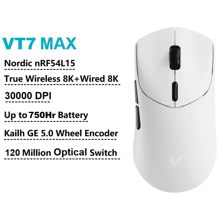 Rapoo VT7 MAX Mouse Gamer Wireless 8K de Alta Performance