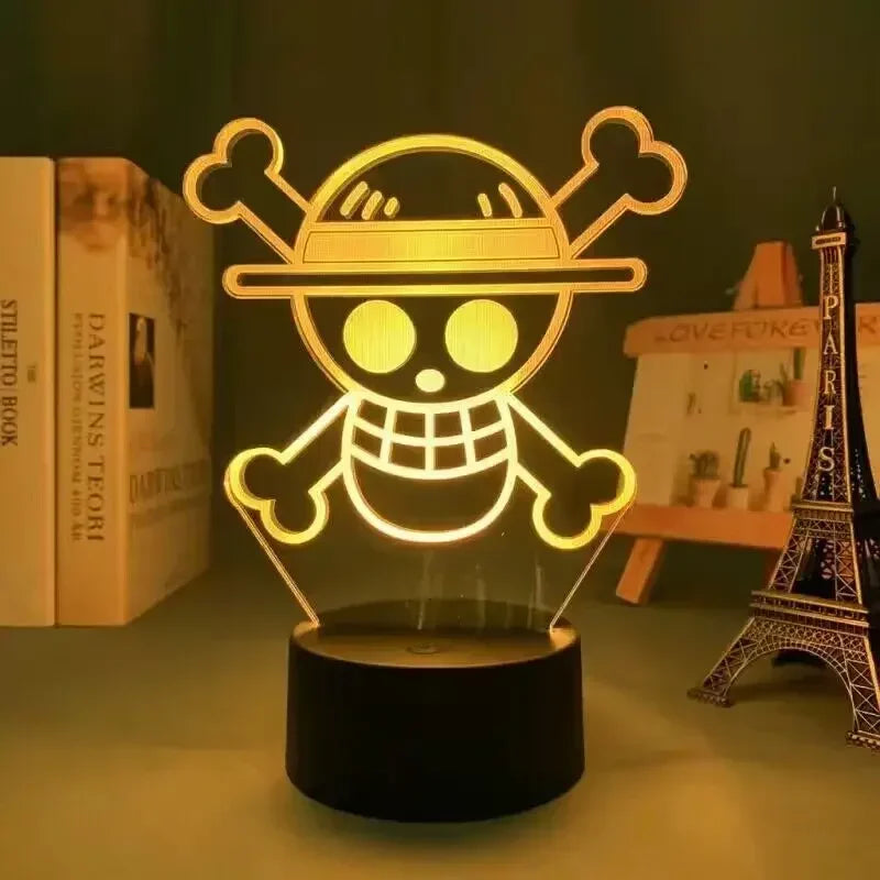 Luminária LED One Piece | Abajur Acrílico Anime com Luffy, Zoro, Chopper e Hancock | Decoração Quarto Infantil e Presente de Aniversário