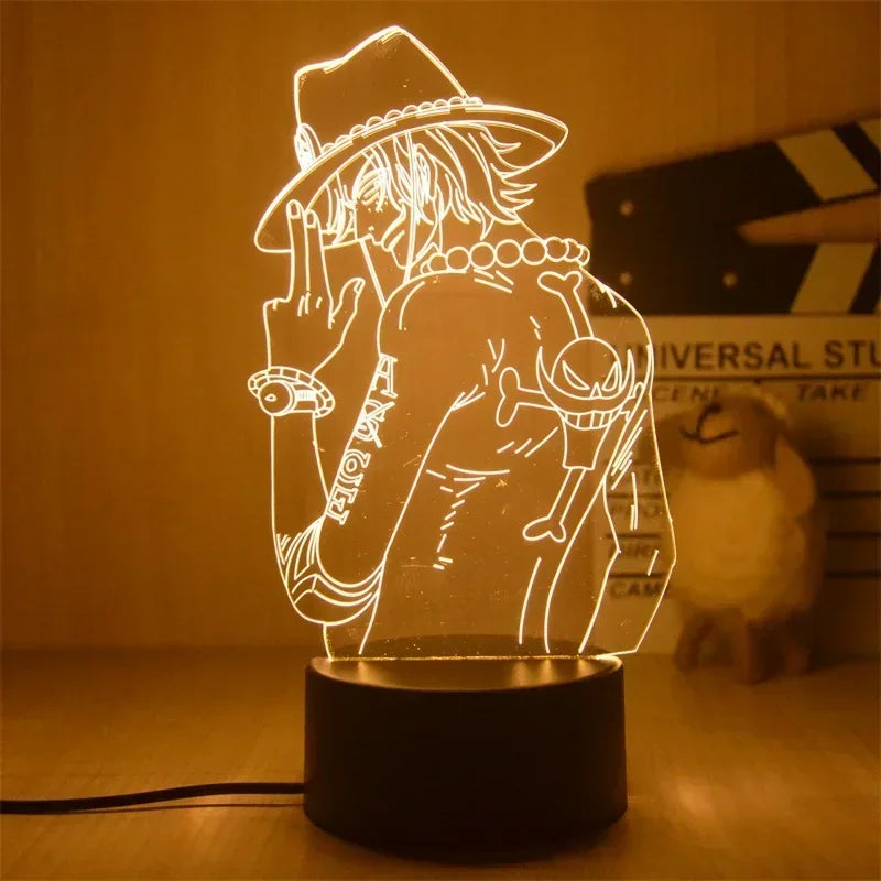 Luminária LED One Piece | Abajur Acrílico Anime com Luffy, Zoro, Chopper e Hancock | Decoração Quarto Infantil e Presente de Aniversário
