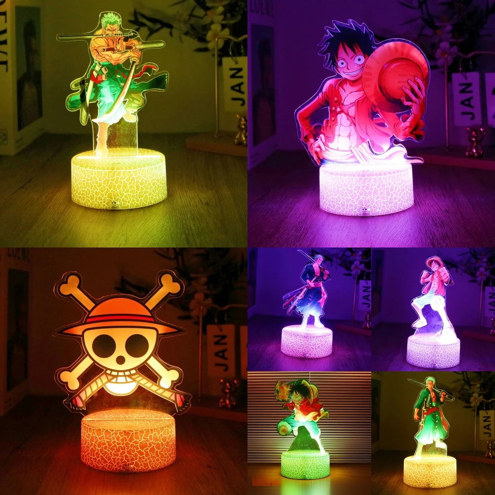 One Piece Luffy & Zoro 3D LED Lamp Action Figures – Anime PVC Collection Model Gift