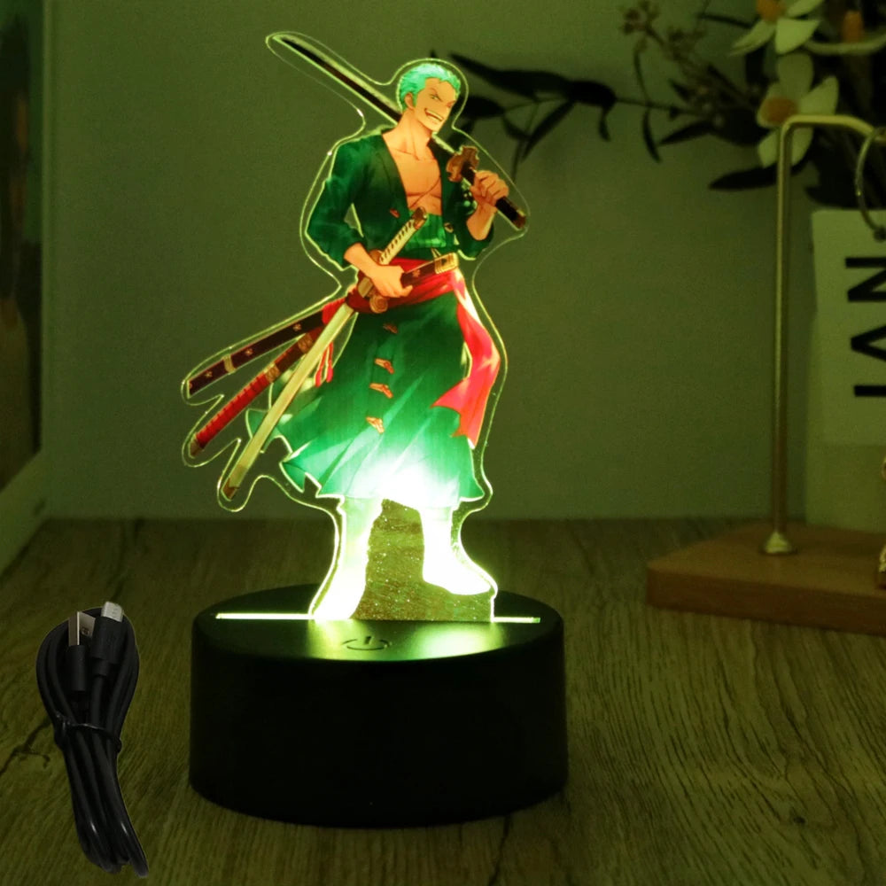 One Piece Luffy & Zoro 3D LED Lamp Action Figures – Anime PVC Collection Model Gift