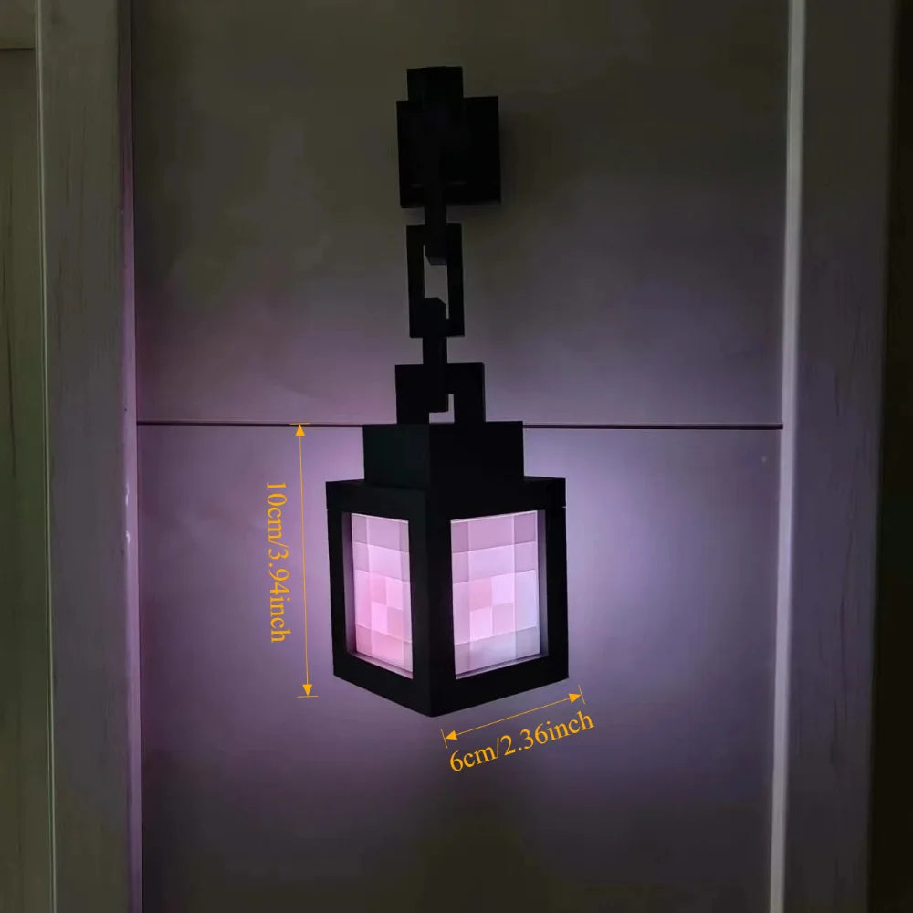 3D Printed Luminous Lantern Nightlight Pixel Game Theme Ambient Home Decor Ornament Light
