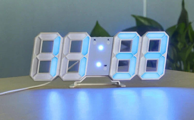 Relógio de Parede LED 3D Moderno com Data e Hora