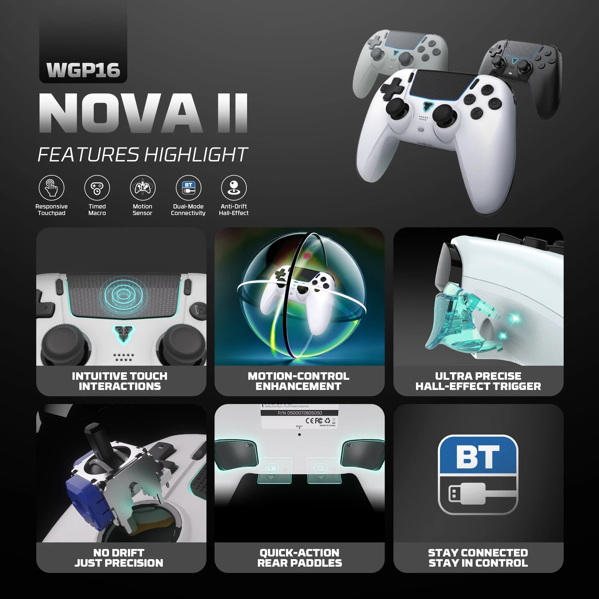 Controle Wireless FANTECH NOVA II para PC, PS4 e Switch