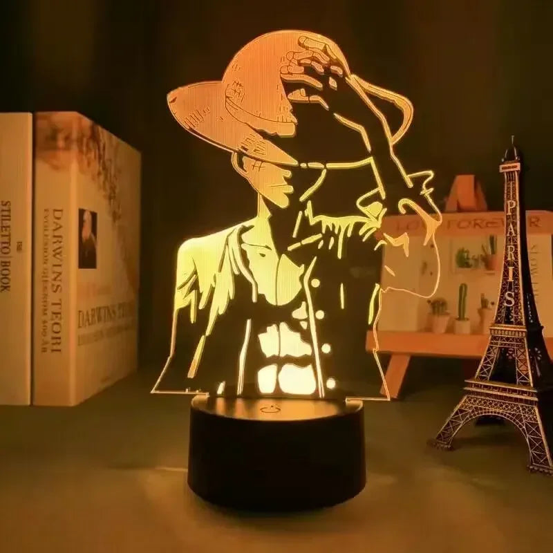 Luminária LED One Piece | Abajur Acrílico Anime com Luffy, Zoro, Chopper e Hancock | Decoração Quarto Infantil e Presente de Aniversário