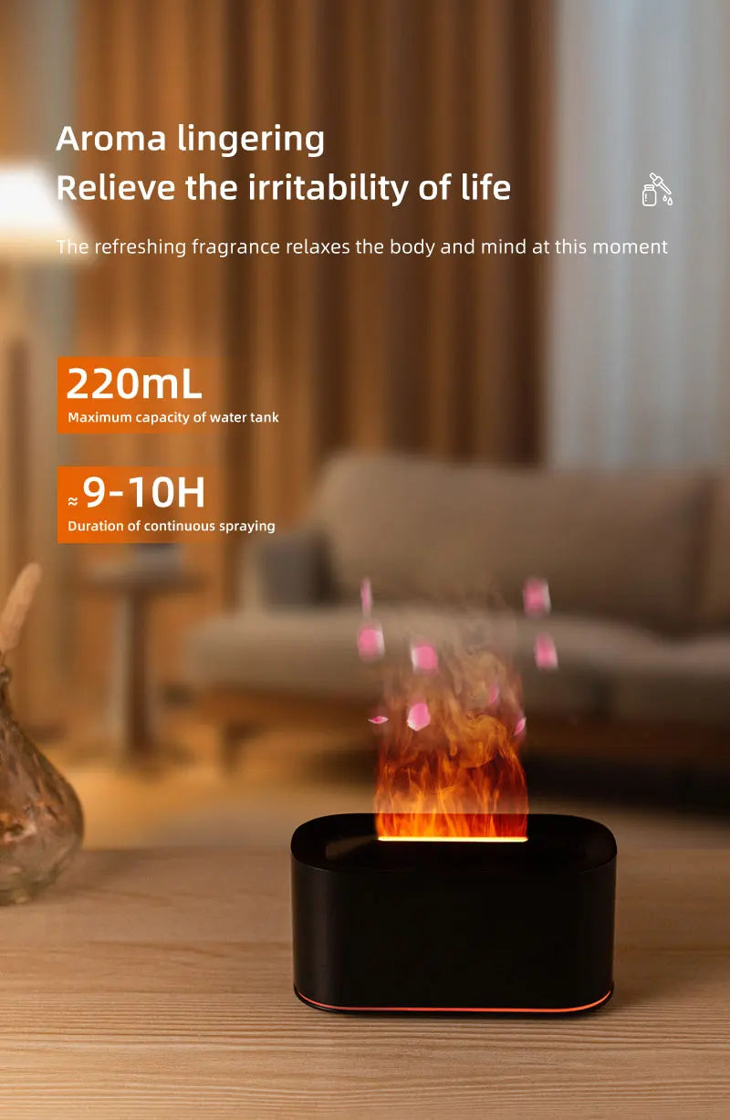 Difusor de Aromas Ultrassônico com Efeito Chama LED