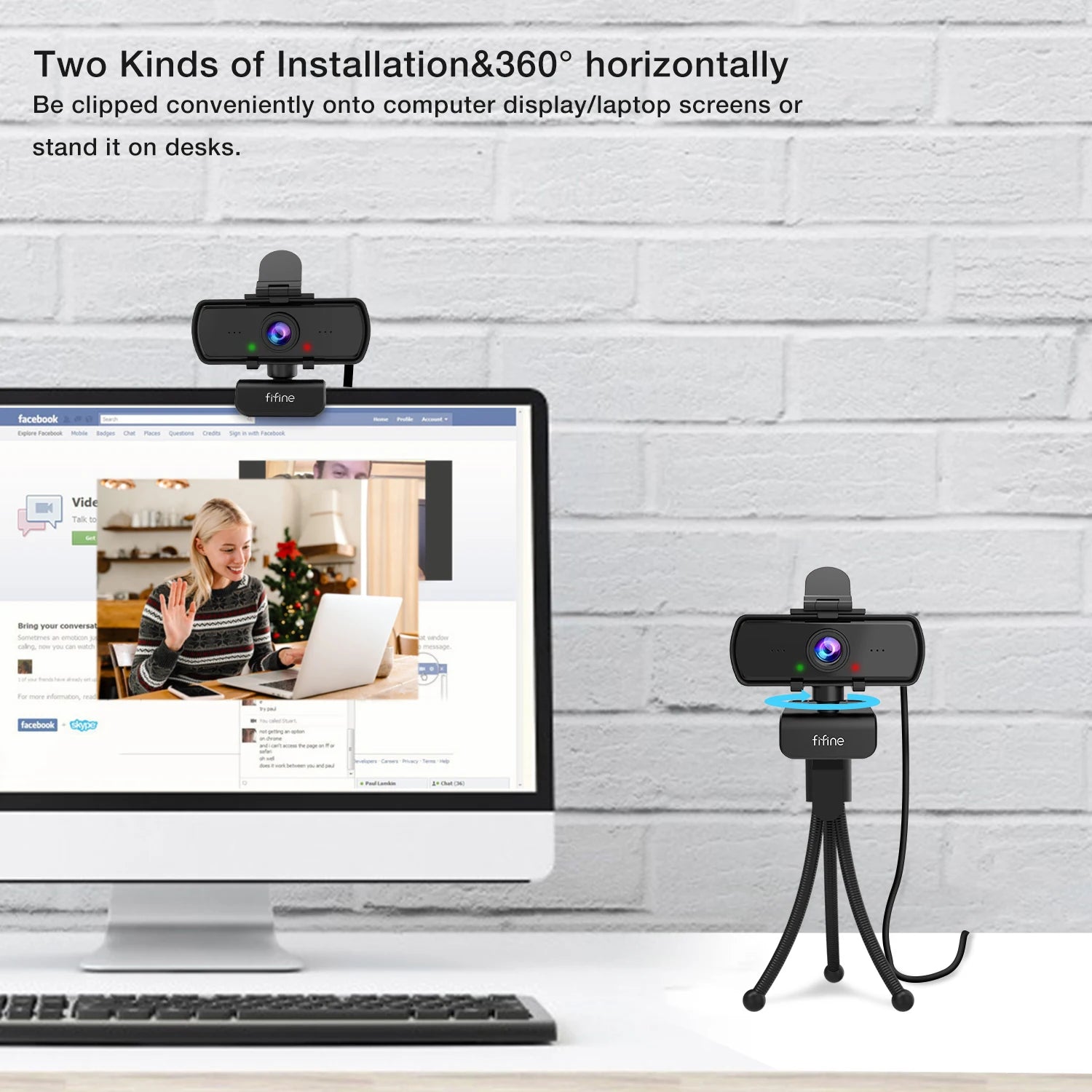 Webcam FIFINE K420 1440p com Microfone Integrado