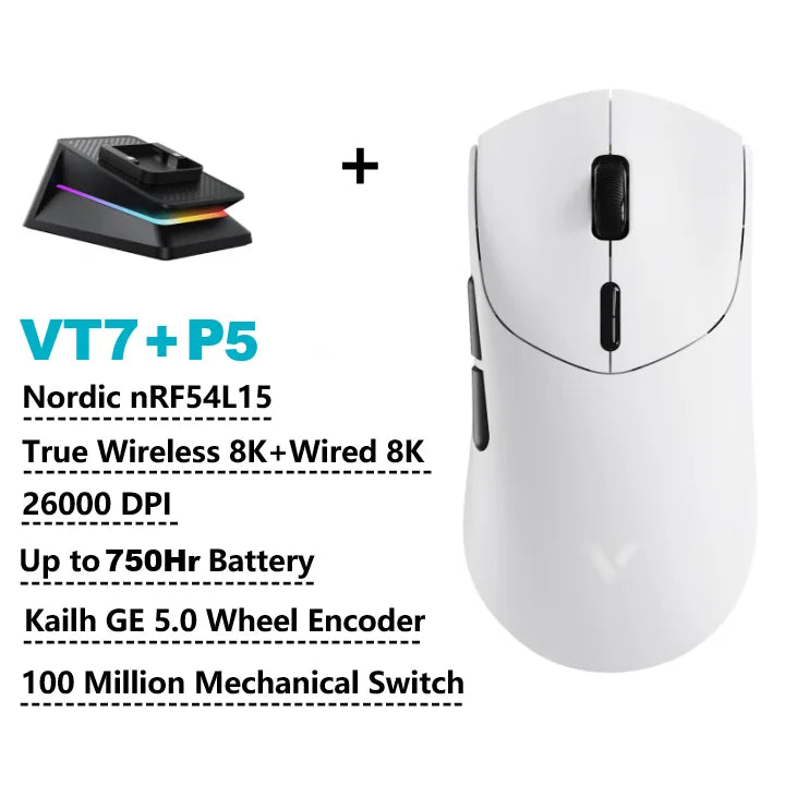 Rapoo VT7 MAX Mouse Gamer Wireless 8K de Alta Performance