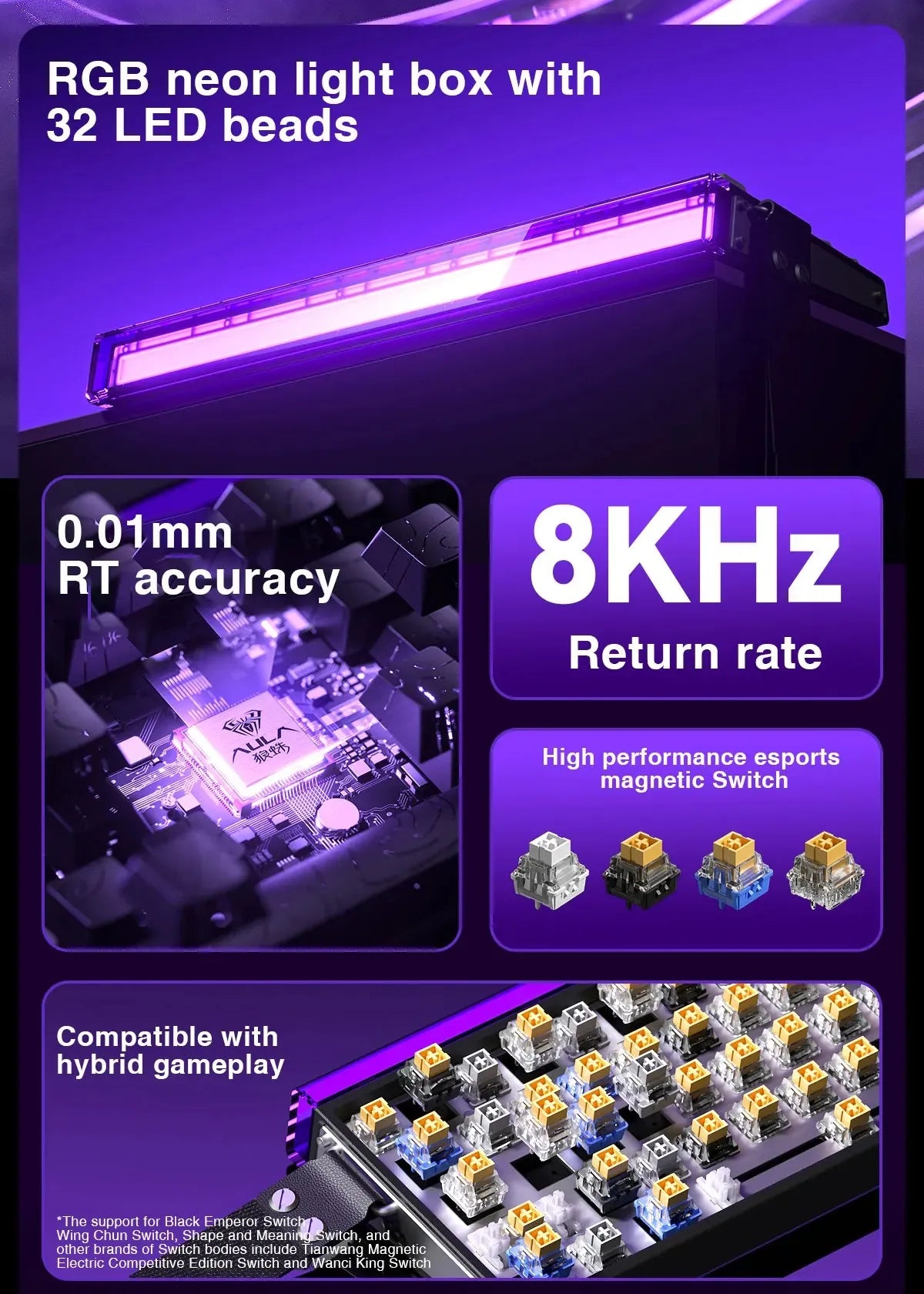 Teclado Mecânico AULA HERO 68HE RGB Gamer 8K