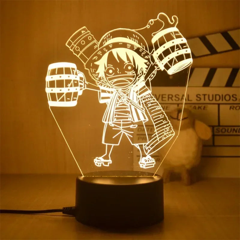Luminária LED One Piece | Abajur Acrílico Anime com Luffy, Zoro, Chopper e Hancock | Decoração Quarto Infantil e Presente de Aniversário