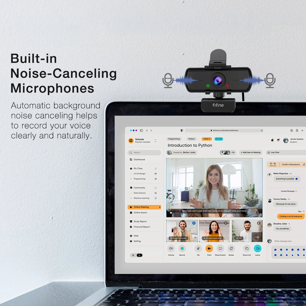 Webcam FIFINE K420 1440p com Microfone Integrado