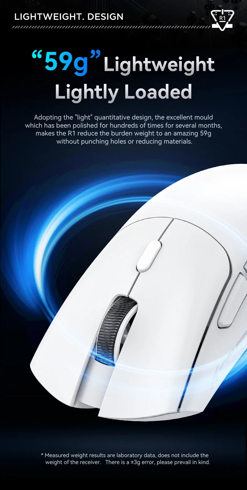 Mouse Gamer Attack Shark R1 Wireless RGB
