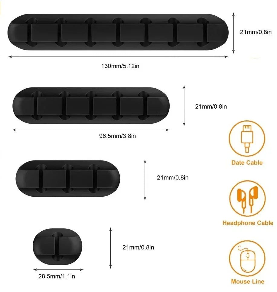 Organizador de Cabos Autoadesivo para Mouse, Teclado e Fones