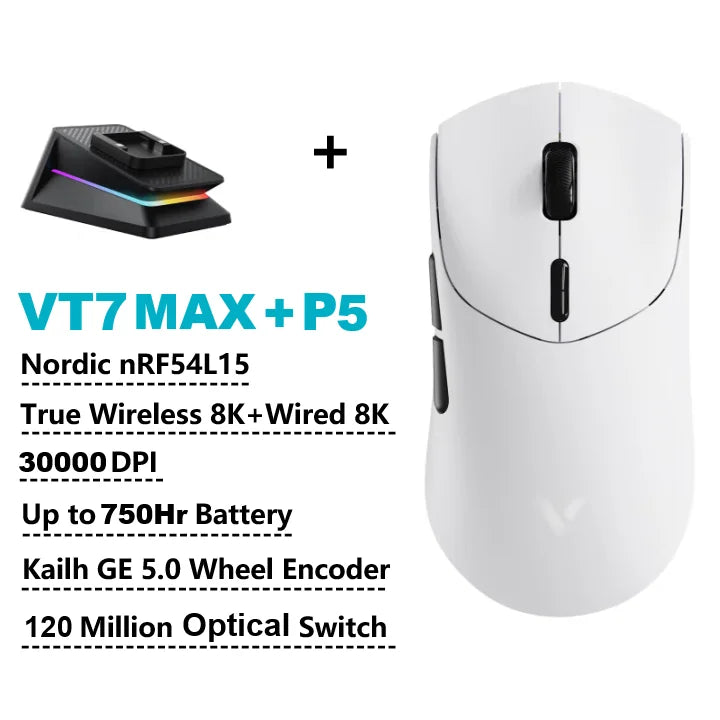 Rapoo VT7 MAX Mouse Gamer Wireless 8K de Alta Performance