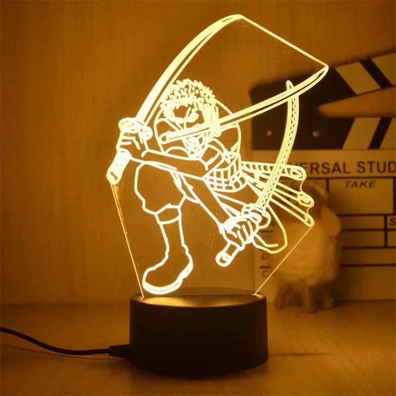 Luminária LED One Piece | Abajur Acrílico Anime com Luffy, Zoro, Chopper e Hancock | Decoração Quarto Infantil e Presente de Aniversário
