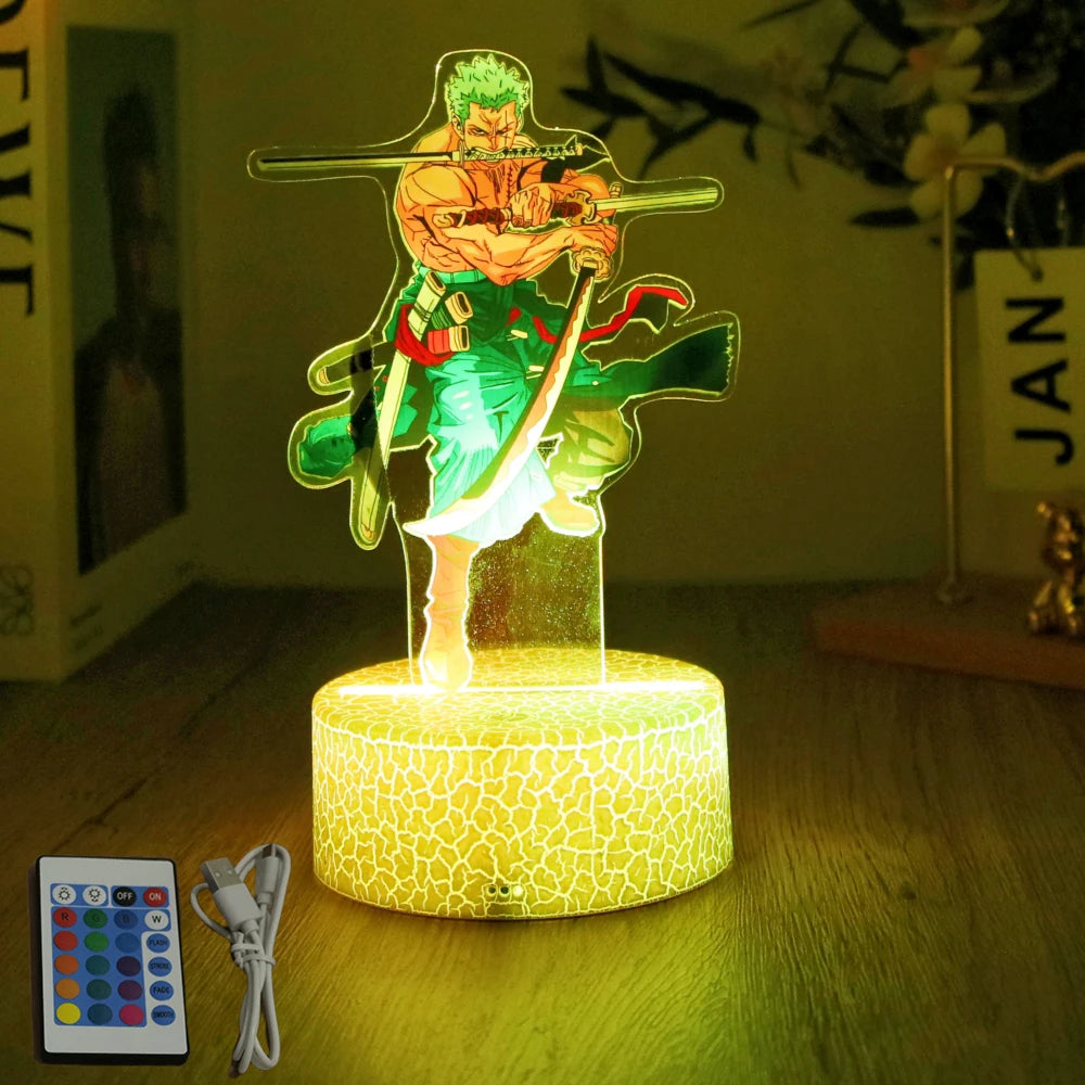 One Piece Luffy & Zoro 3D LED Lamp Action Figures – Anime PVC Collection Model Gift