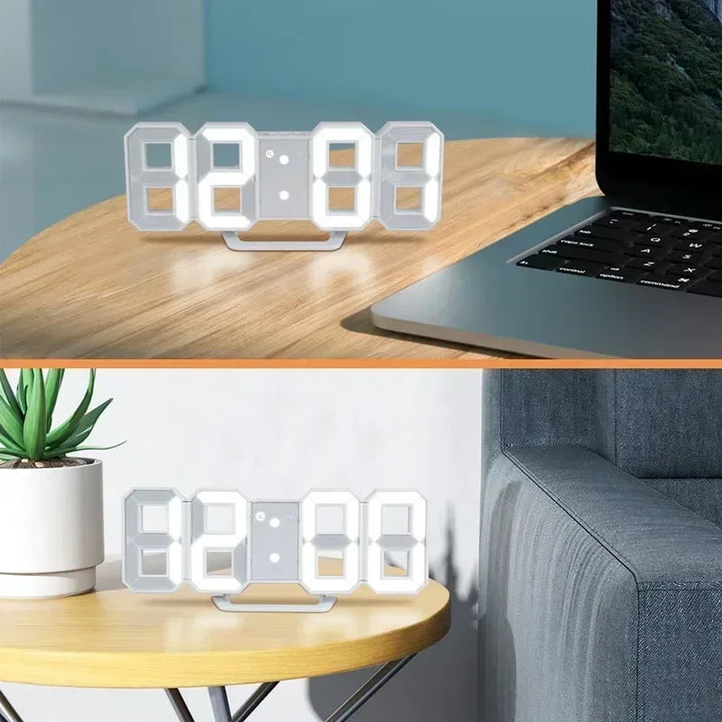 Relógio de Parede LED 3D Moderno com Data e Hora