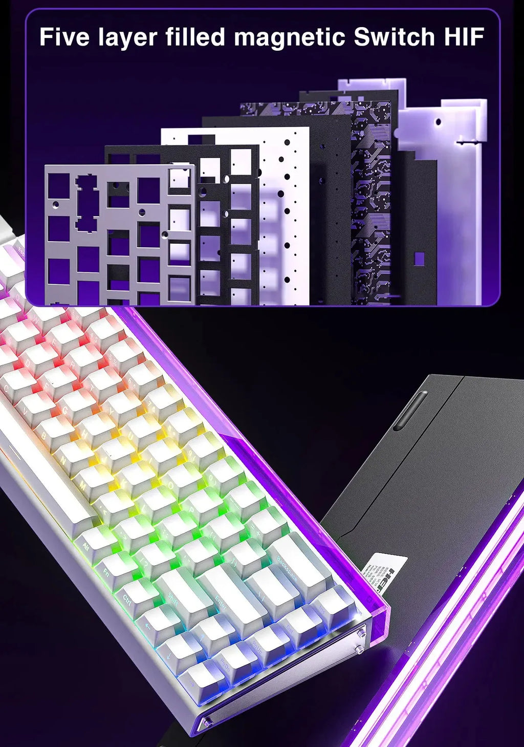 Teclado Mecânico AULA HERO 68HE RGB Gamer 8K