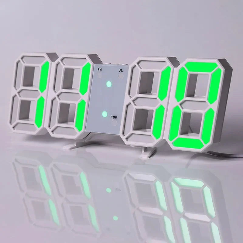 Relógio de Parede LED 3D Moderno com Data e Hora