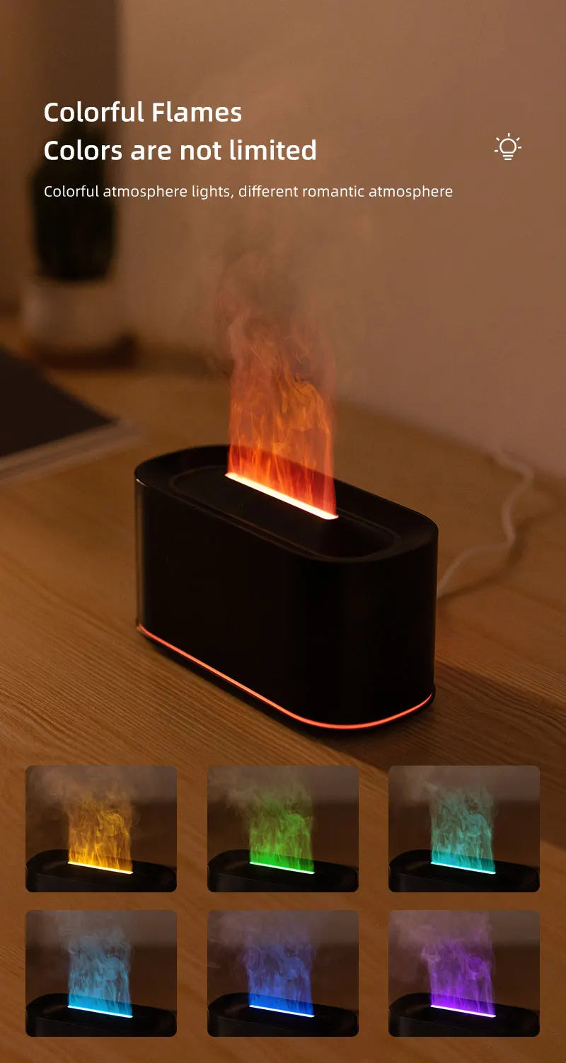 Difusor de Aromas Ultrassônico com Efeito Chama LED