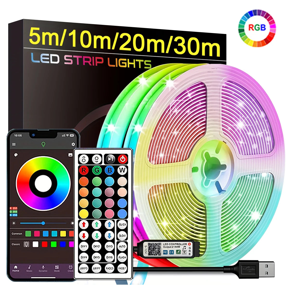 Fita LED RGB APP Control para Quarto Gamer