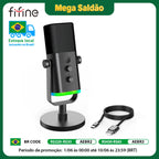 Microfone FIFINE AM8 USB/XLR com RGB e Monitoramento de Áudio