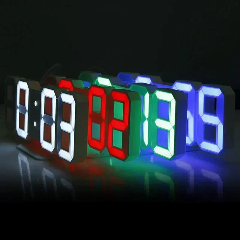 Relógio de Parede LED 3D Moderno com Data e Hora