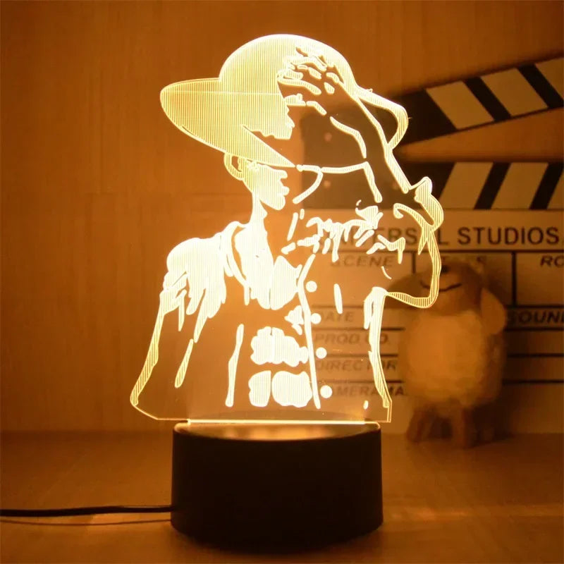 Luminária LED One Piece | Abajur Acrílico Anime com Luffy, Zoro, Chopper e Hancock | Decoração Quarto Infantil e Presente de Aniversário