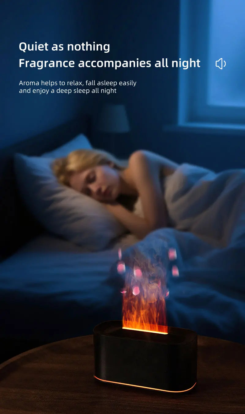 Difusor de Aromas Ultrassônico com Efeito Chama LED