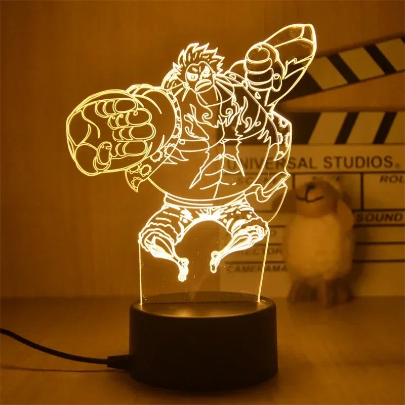 Luminária LED One Piece | Abajur Acrílico Anime com Luffy, Zoro, Chopper e Hancock | Decoração Quarto Infantil e Presente de Aniversário